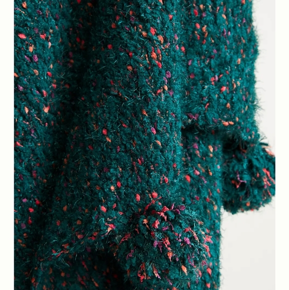 Anthropologie Pommed Bridget Eyelash Throw Blanket - green with colorful flecks! - Picture 2 of 7